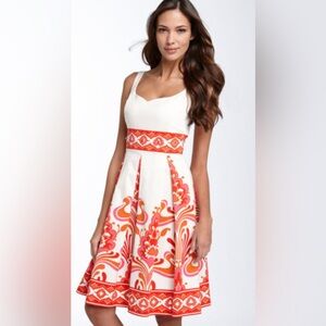 MAGGY LONDON Fit & Flare Vibrint Pink Print Sleeveless Dress 4 Pre-Owned